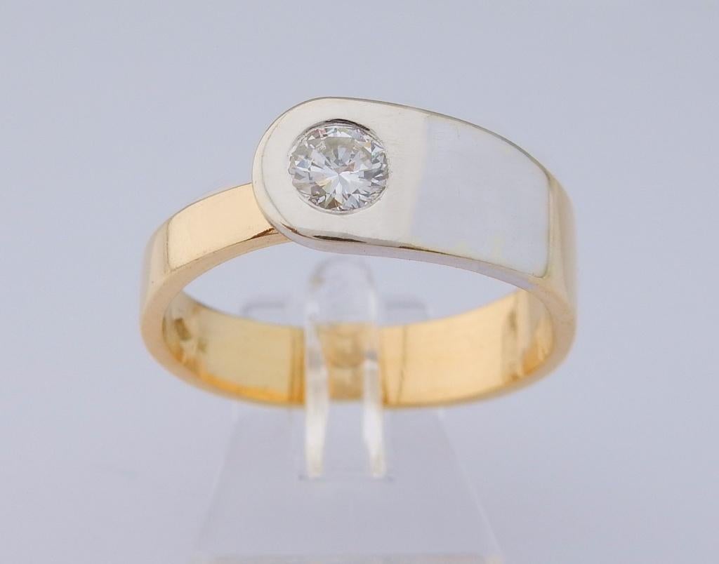 Zware 18 karaat Gouden Herenring Ring 0.50ct Briljant, Jw, 20 of groter, Verzenden, Heer