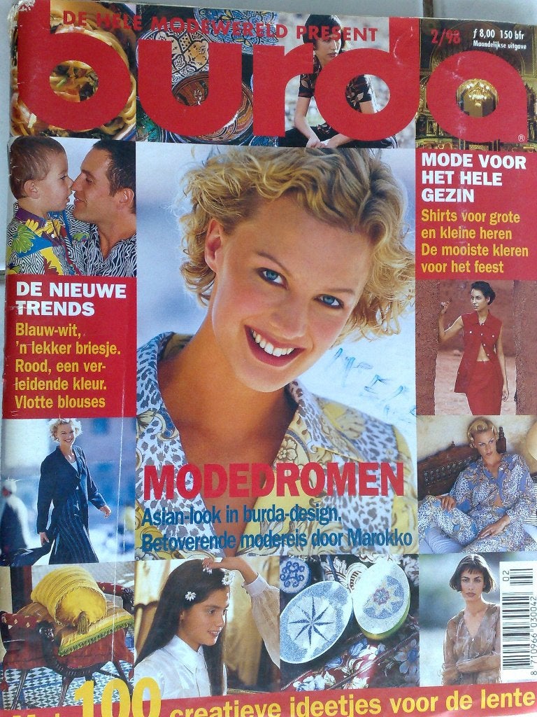 Burda februari nr. 2 / 1998 ,o. a. communie kleren, Hobby en Vrije tijd, Kledingpatronen, Verzenden, Gebruikt, Vrouw, Burda