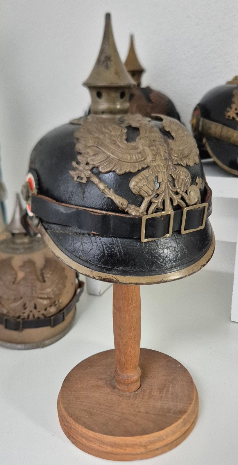 Pickelhaube Pruisisch M95 WO1 WWI Duits, Verzamelen, Ophalen of Verzenden, Landmacht, Helm of Baret