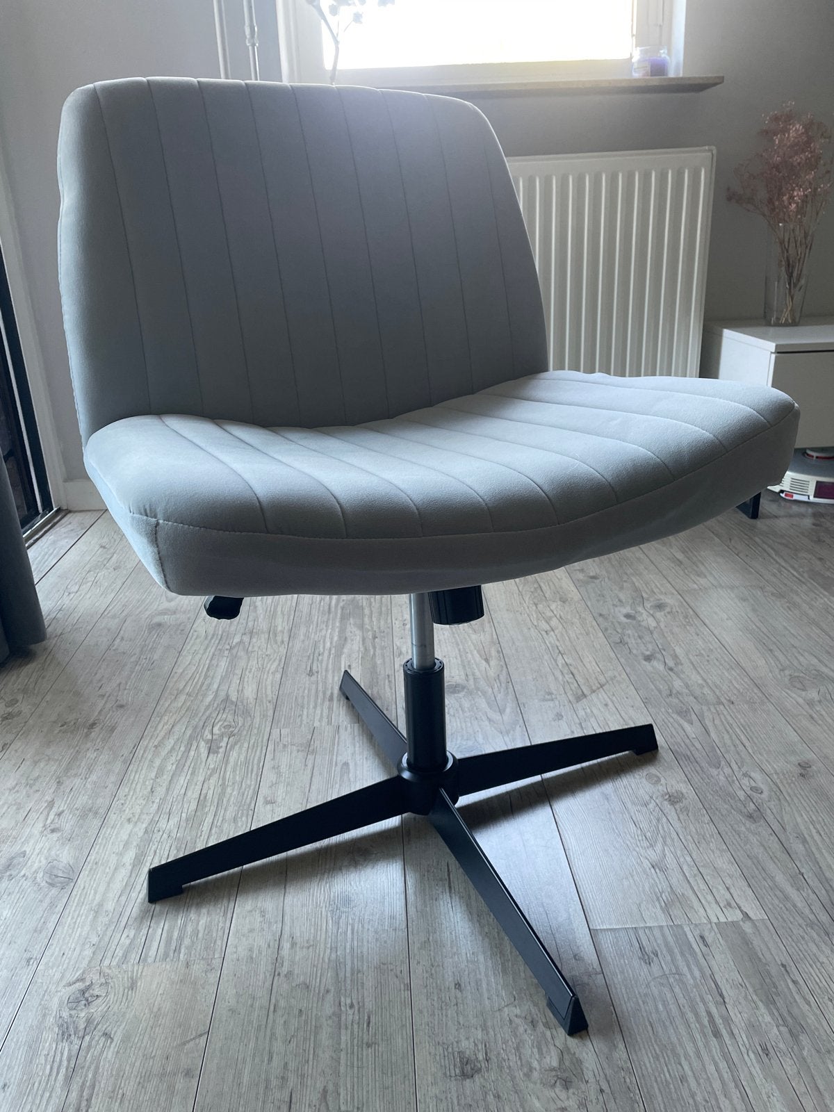 Verstelbare fauteuil - Grijs velours, zo goed als nieuw, Ophalen, Zo goed als nieuw, Eén, Stof
