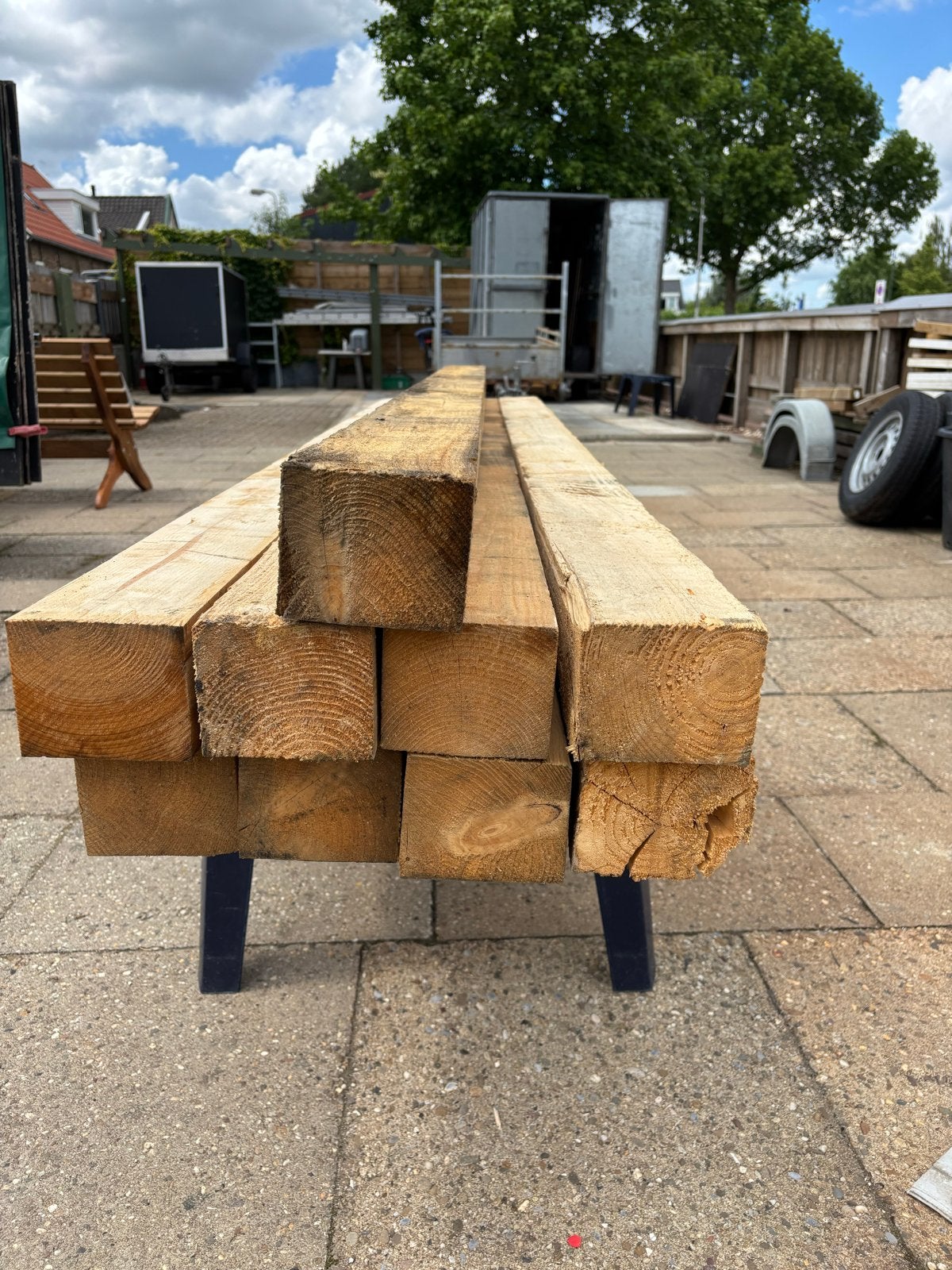 Robuuste houten balken 240 x 11 x 9 cm, Doe-het-zelf en Verbouw, Hout en Planken, Ophalen, Gebruikt, 200 tot 250 cm, 50 mm of meer