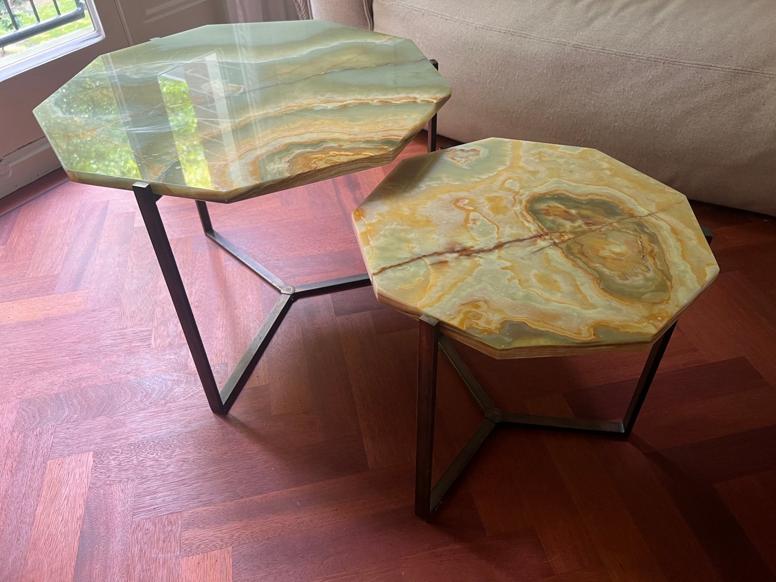 Set van 2 Chyczy Onyx bijzettafels - Uniek design, Ophalen, Minder dan 50 cm, Gebruikt, 50 tot 100 cm