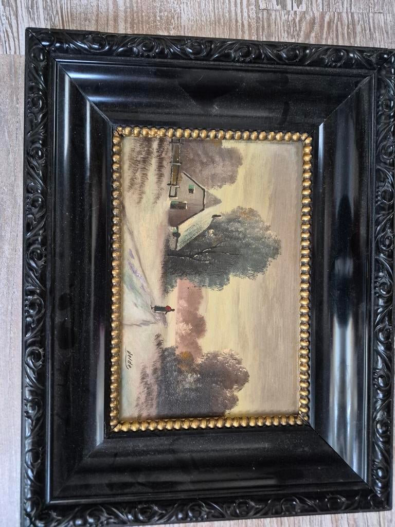 Schilderij van Velde - Landschap met boerderij, Antiek en Kunst, Ophalen of Verzenden