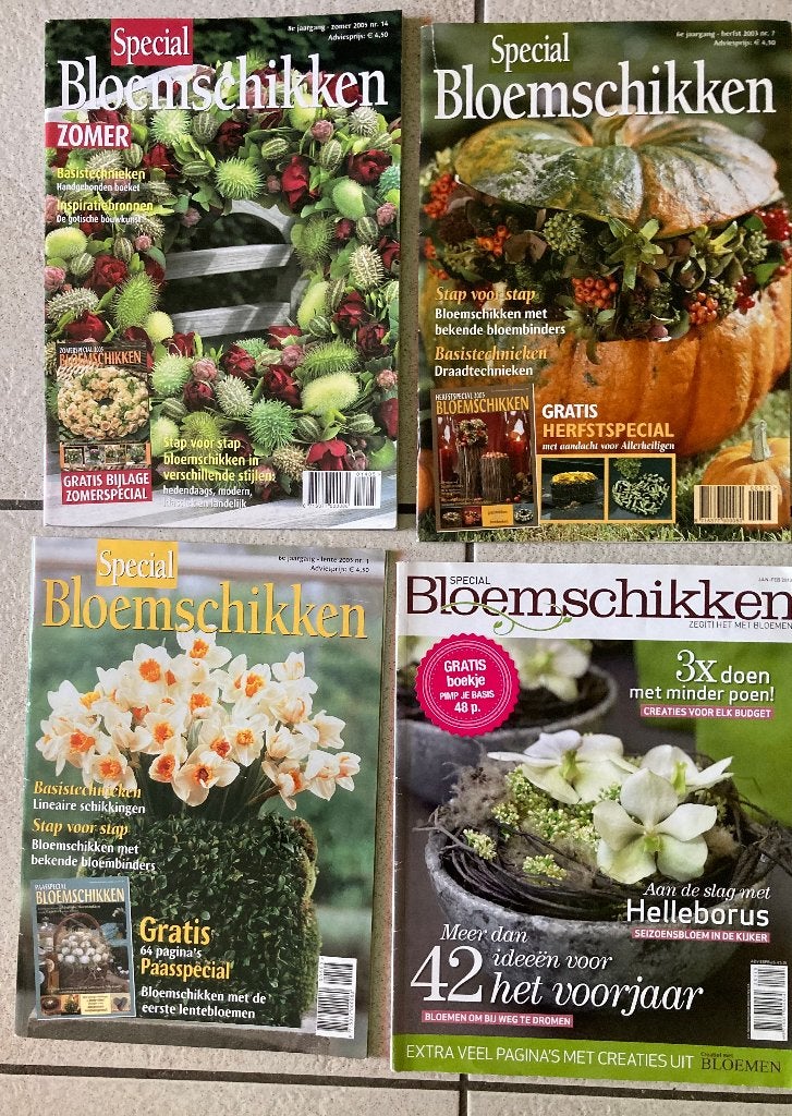 4 tijdschriften Bloemschikken, Ophalen of Verzenden, Zo goed als nieuw