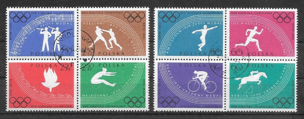 Polen 1960  Olympische Spelen, Verzenden, Polen, Gestempeld