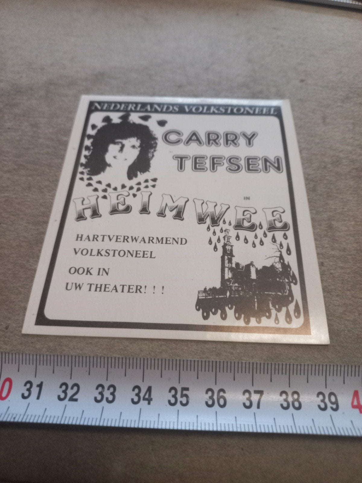 Nederlands Volkstoneel Carry Tefsen Heimwee Sticker, Ophalen of Verzenden, Gebruikt