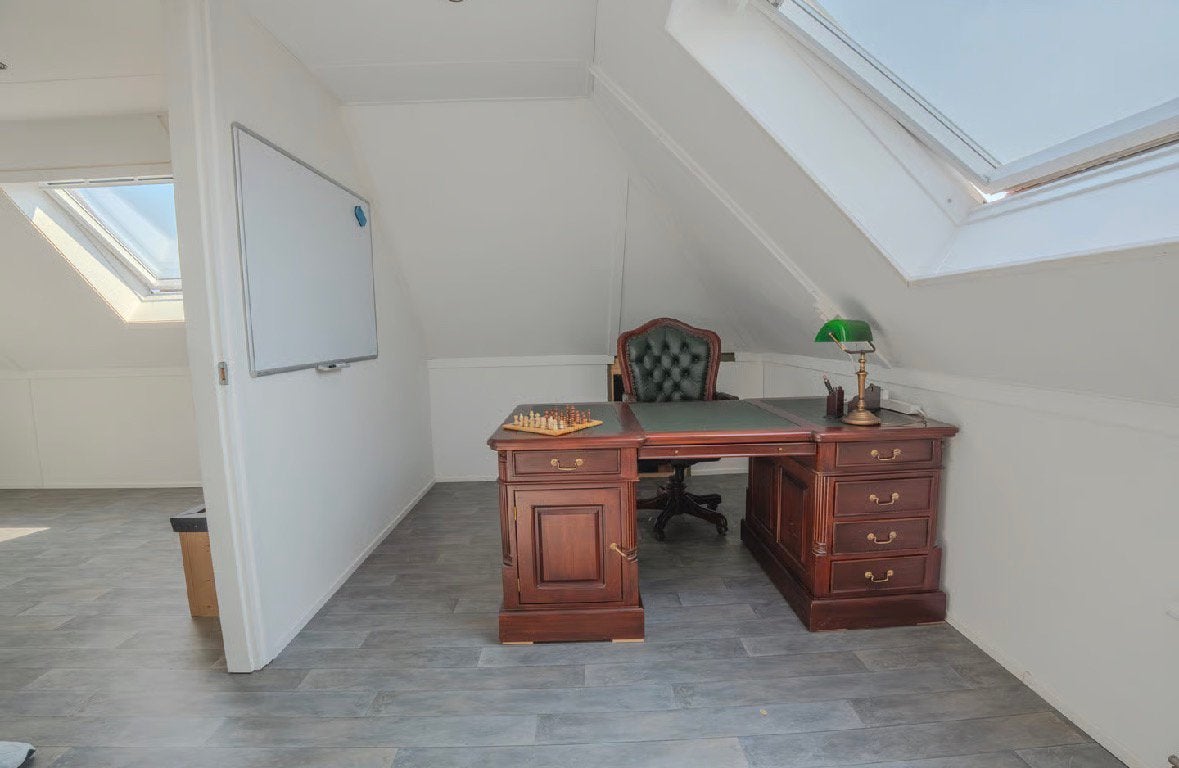 directiebureau met leren blad, directeursstoel& bankierslamp, Ophalen of Verzenden