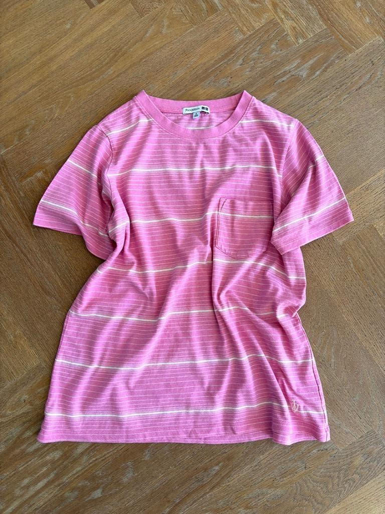 JW Andersson x Uniqlo T shirt, linnen katoen, M, roze wit, Maat 38/40 (M), JWAnderson x Uniqlo, Ophalen of Verzenden, Zo goed als nieuw