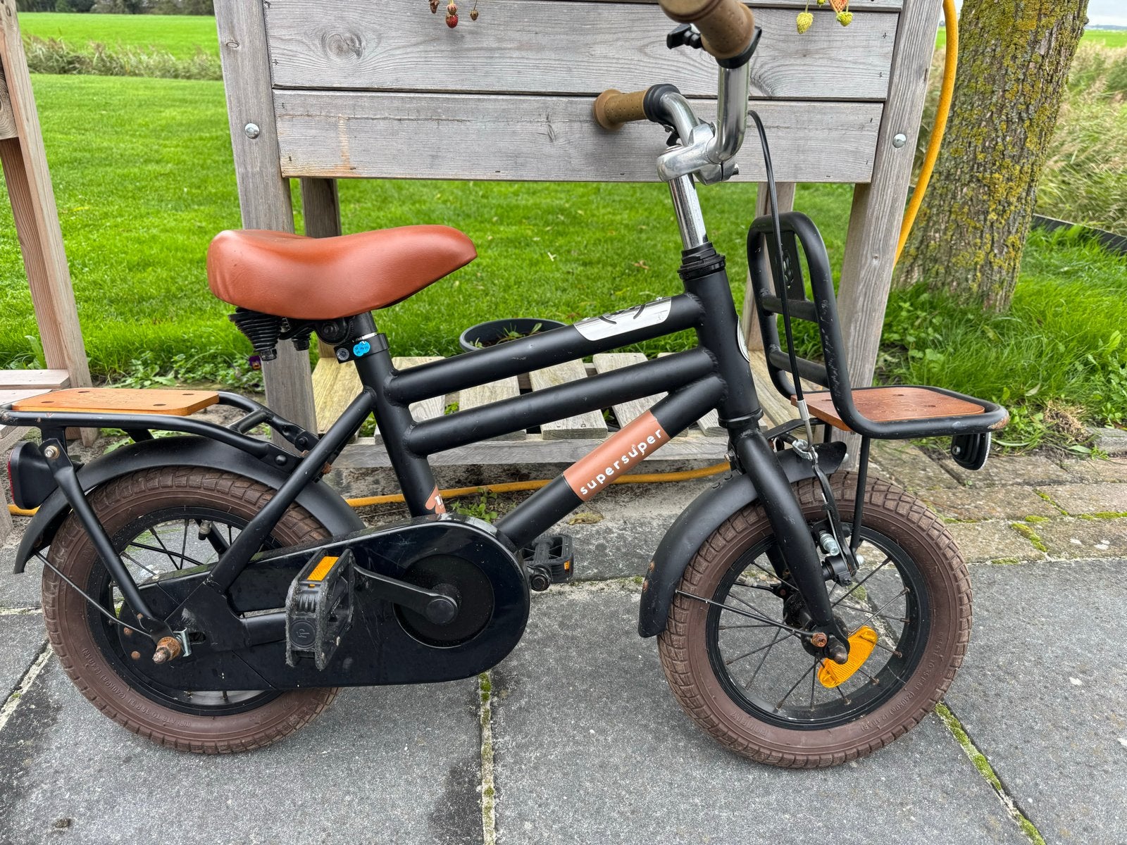 stoere jongensfiets 12,5 inch - Zwart/Bruin, Ophalen, Gebruikt, Terugtraprem, Minder dan 16 inch