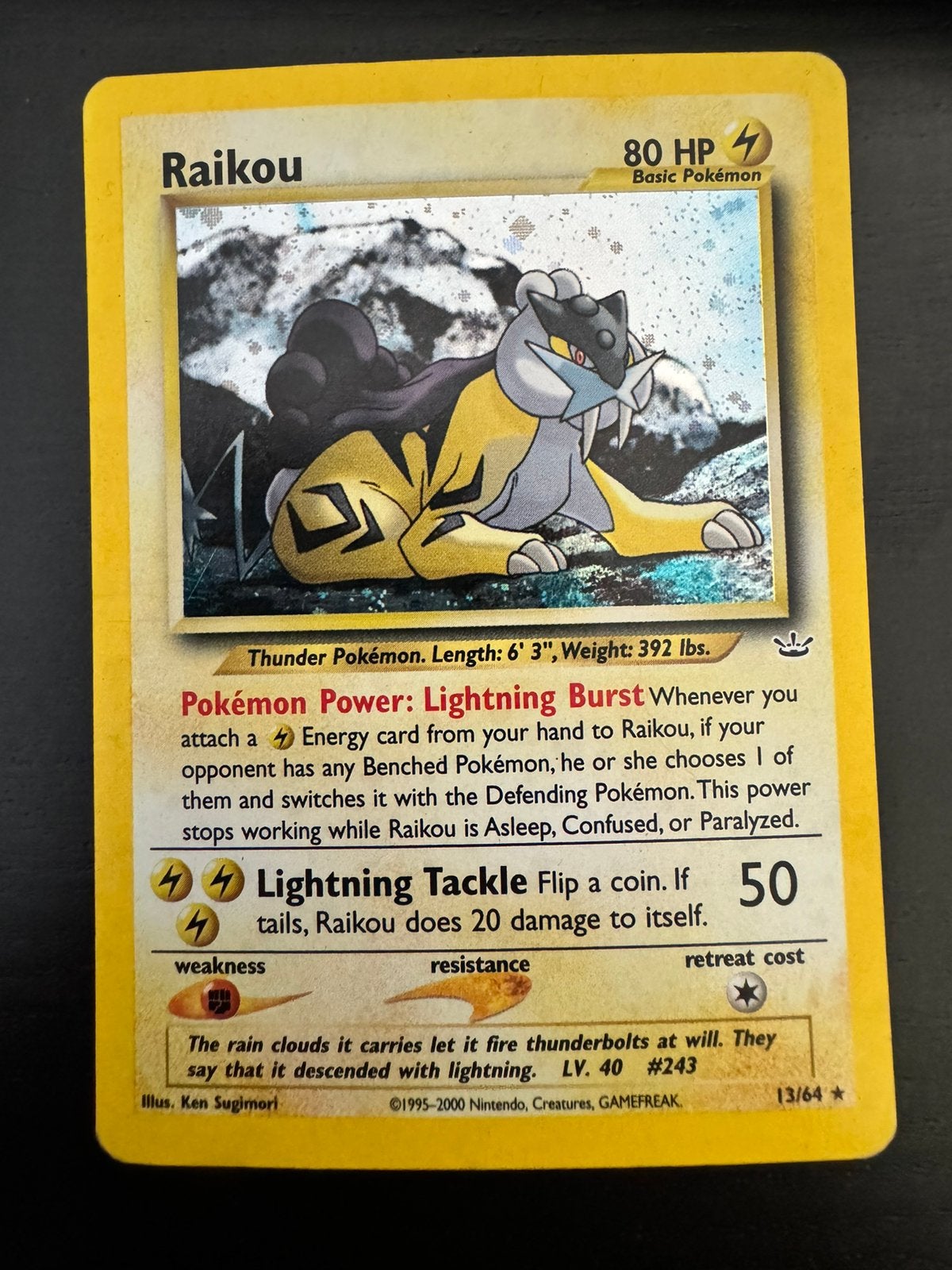 Raikou Holo Neo Revelation 13/64, Hobby en Vrije tijd, Verzamelkaartspellen | Pokémon, Zo goed als nieuw, Foil, Ophalen of Verzenden