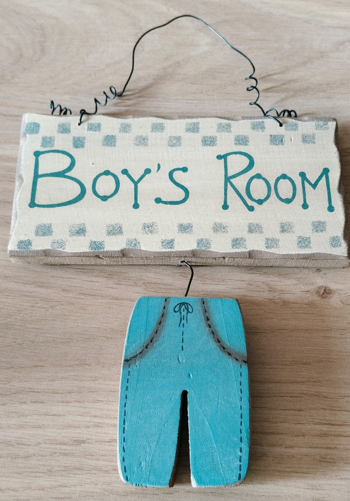 Appletree Houten 'Boy's Room' decoratiebordje met broekje, Gebruikt, Overige merken, Verzenden, Overige typen