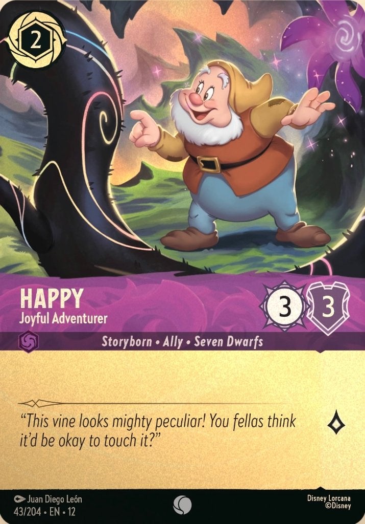 Disney Lorcana - Wilds Unknown - 012-043 - Happy (FOIL), Ophalen of Verzenden, Nieuw, Losse kaart, Foil