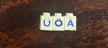 3 stuks oude LEGO Umlaut stenen (U, Ö, Ä), Ophalen of Verzenden, Gebruikt, Overige merken