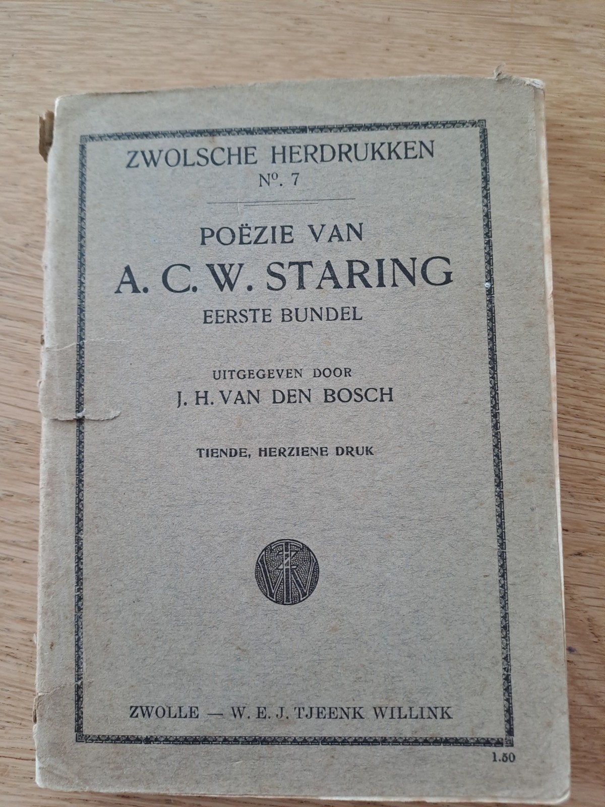 Poëzie van A.C.W. Staring - Zwolsche Herdrukken No. 7, Ophalen of Verzenden, Gelezen