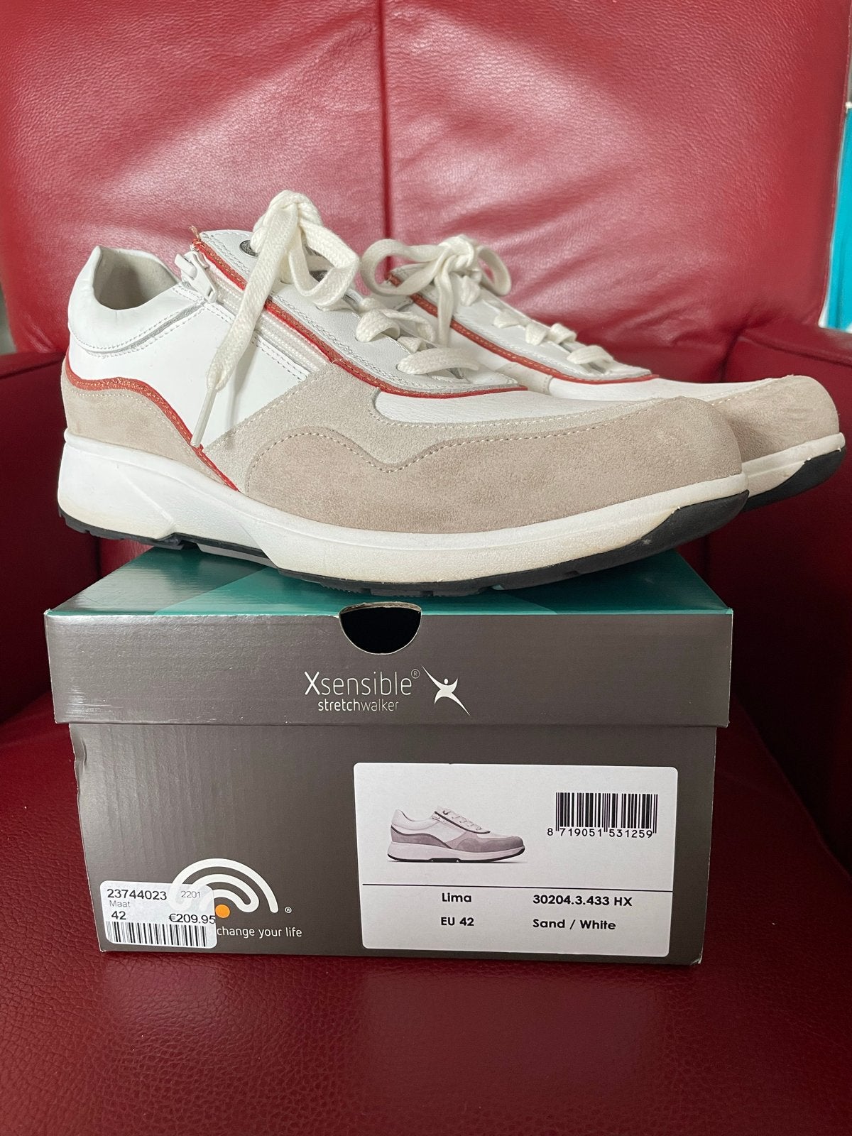 Xsensible Stretchwalker Lima Sneakers - Sand/White mt 42, Ophalen of Verzenden, Nieuw, Wit, Sneakers of Gympen