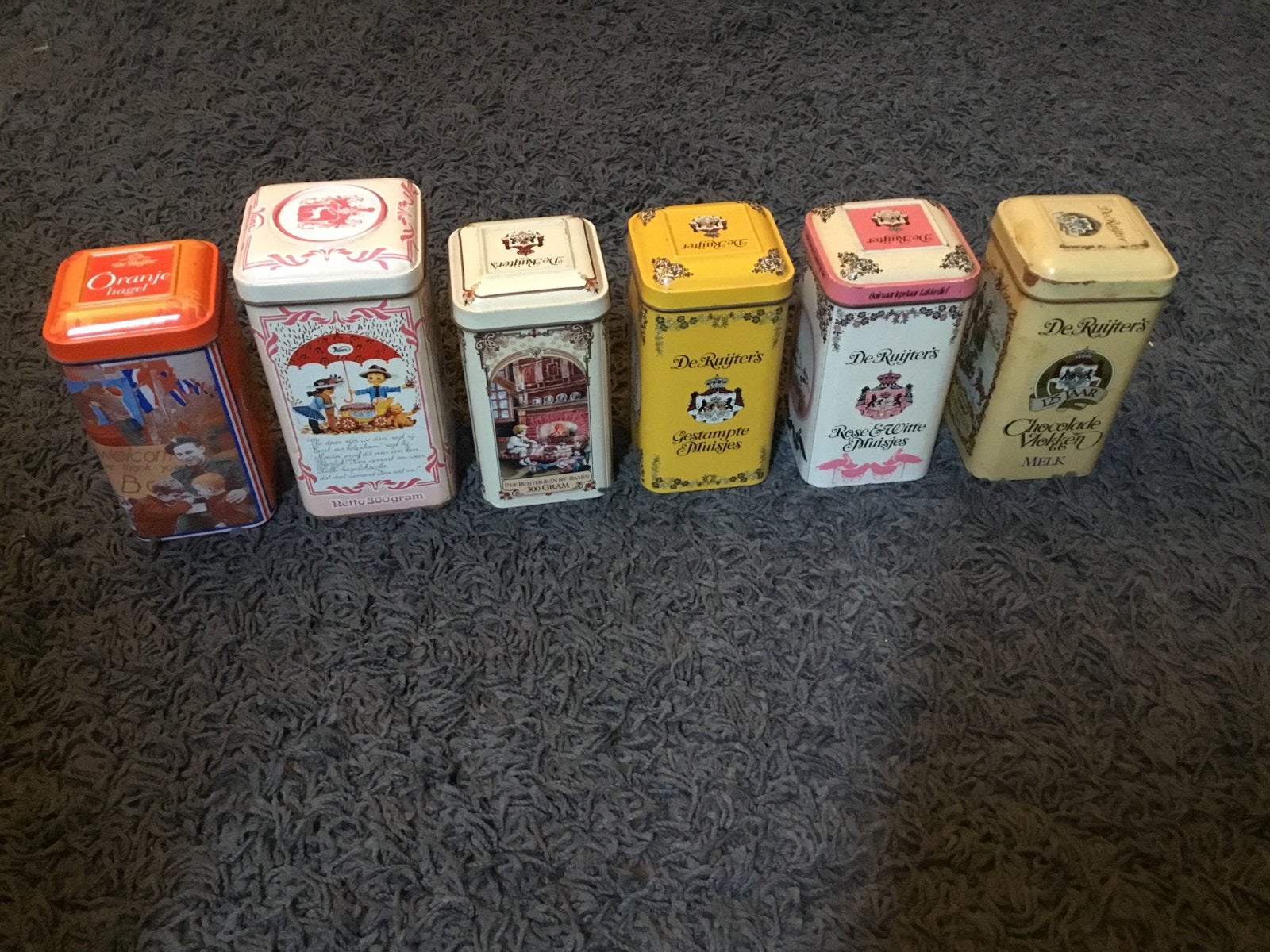 Set van 6 vintage De Ruijter en Bolletje blikken, Verzamelen, Ophalen of Verzenden, Gebruikt, Beschuit