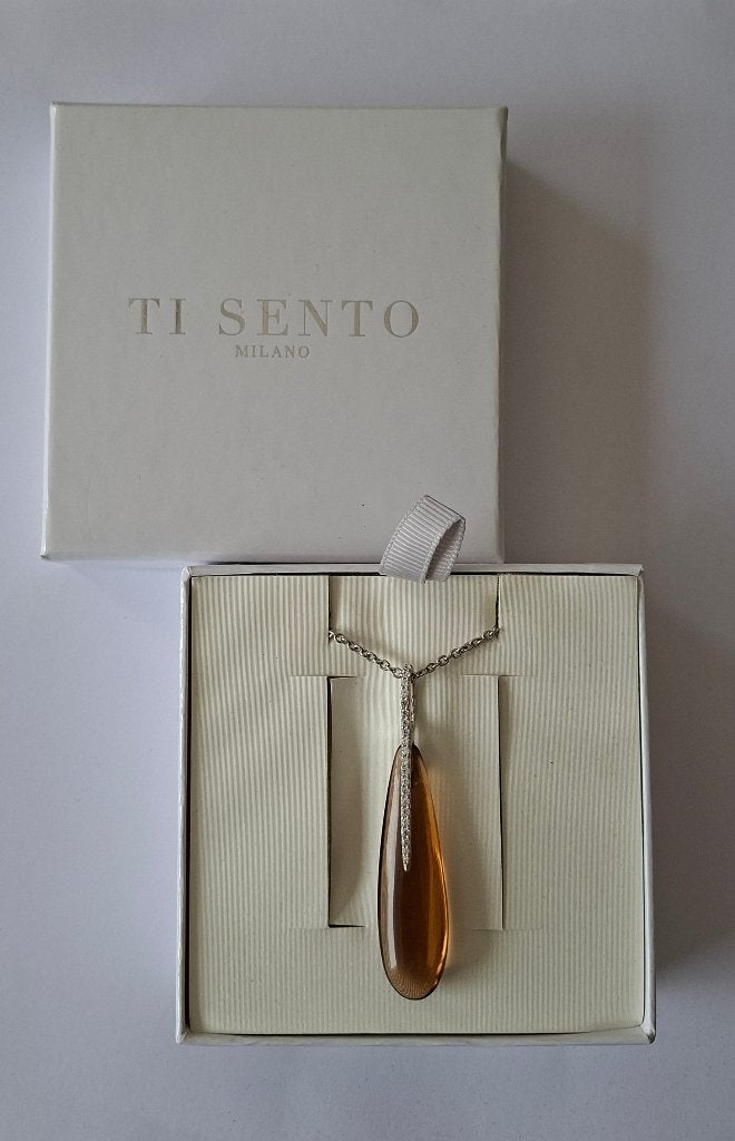 Ti Sento Milano ketting met hanger en kristallen, Met hanger, Nieuw, Ophalen of Verzenden, Zilver