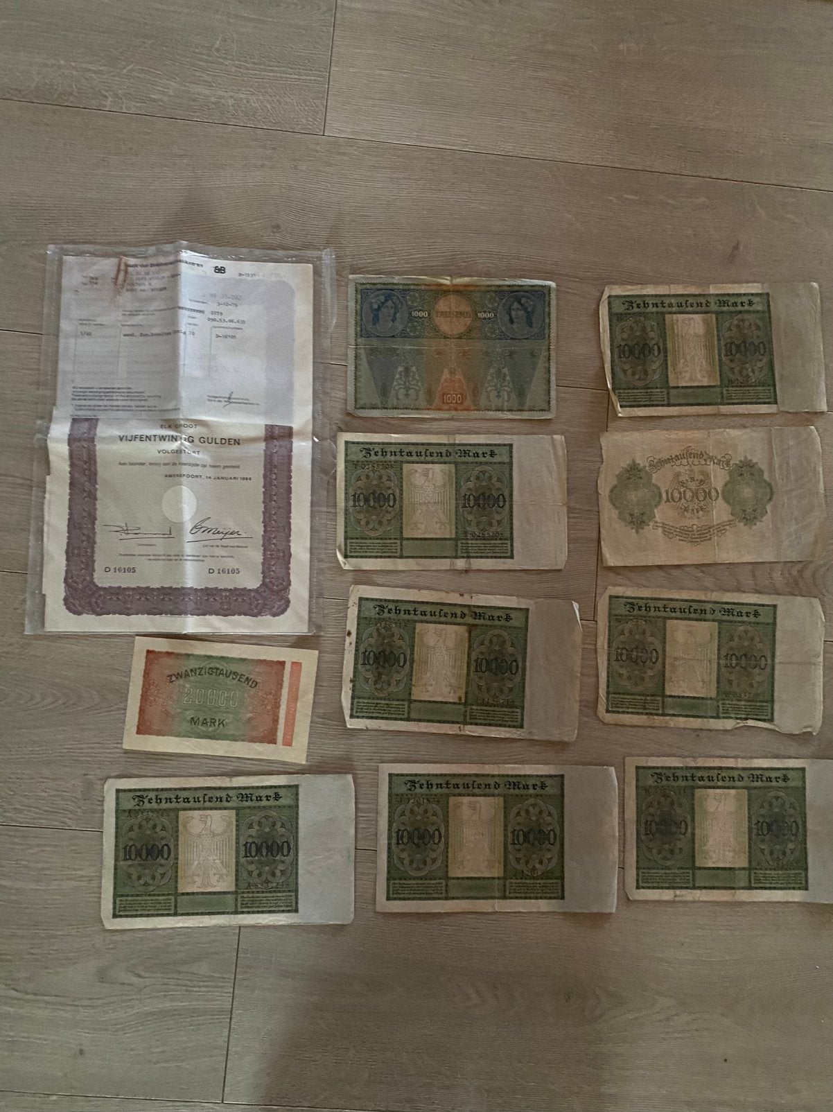 Lot 9x biljetten Duitsl 1923, 1000 Kronen + Scholten - honig, Ophalen of Verzenden, Nederland, Bankbiljetten