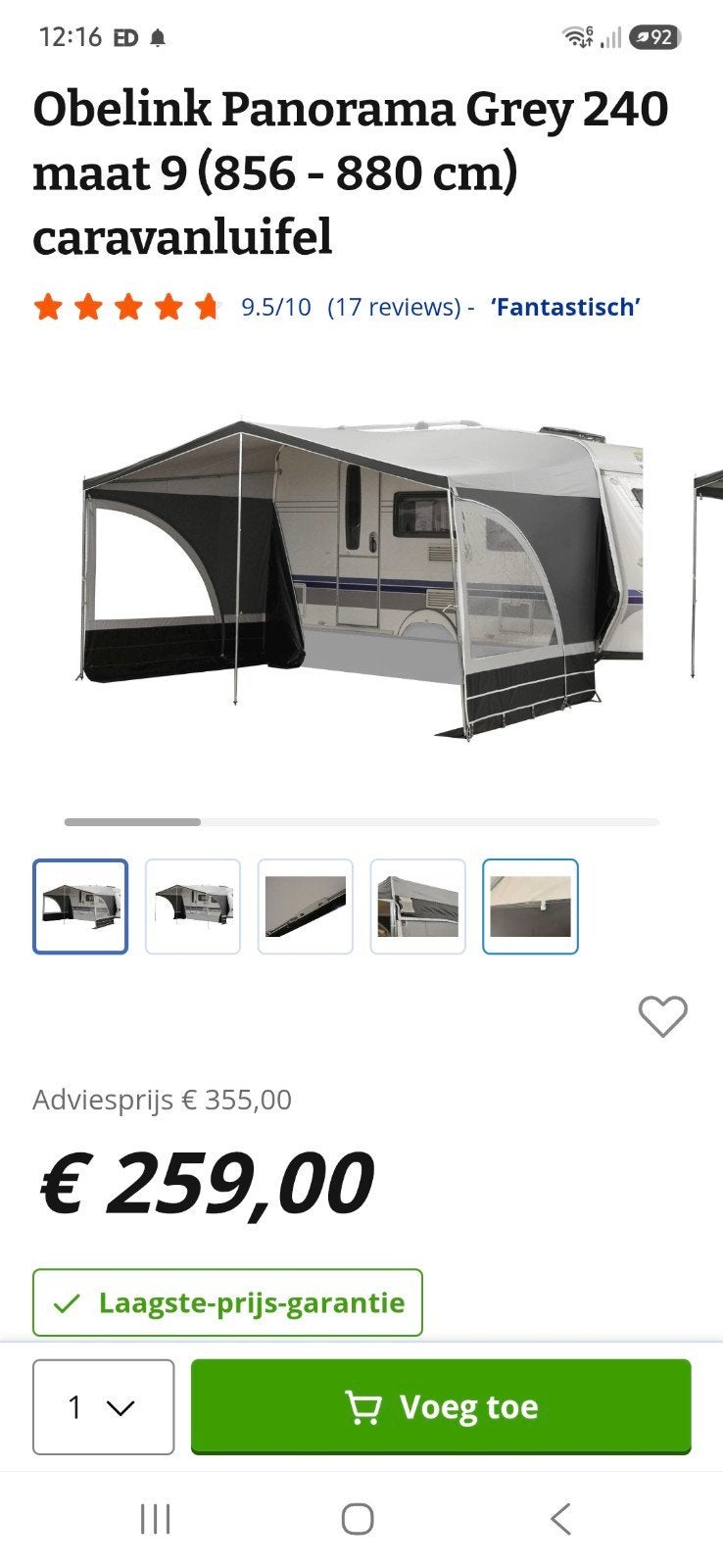 Caravanluifel maat 8, Ophalen of Verzenden, Zo goed als nieuw