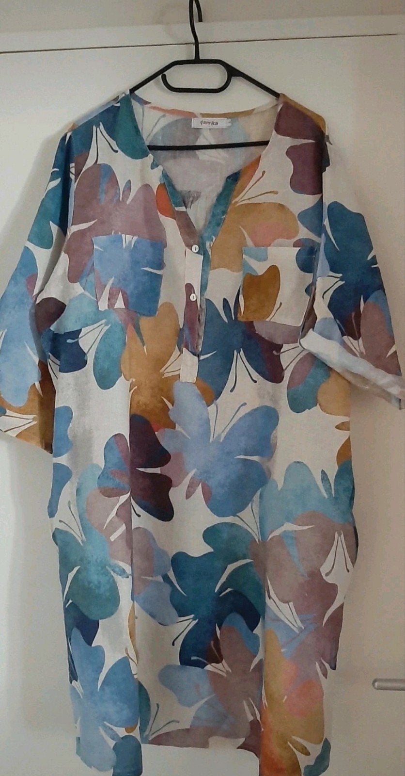 Paprika linnen jurk maat 4/ staat voor maat 50., Meerkleurig, Maat 46/48 (XL) of groter, Ophalen of Verzenden, Zo goed als nieuw