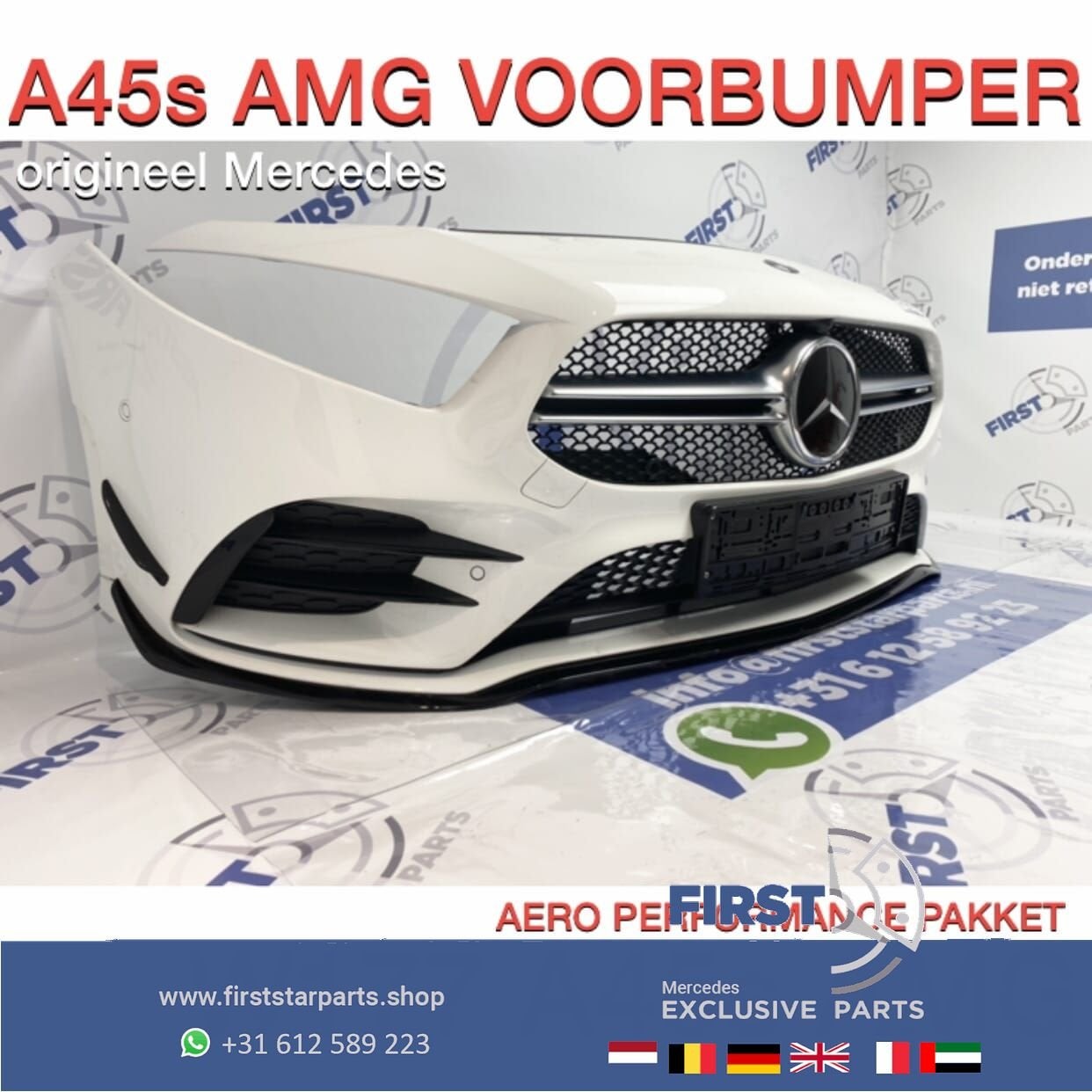 W177 V177 A KLASSE SEDAN 2021 A35 AMG VOORBUMPER WIT AERO PE, Gebruikt, -, Voor, Ophalen of Verzenden