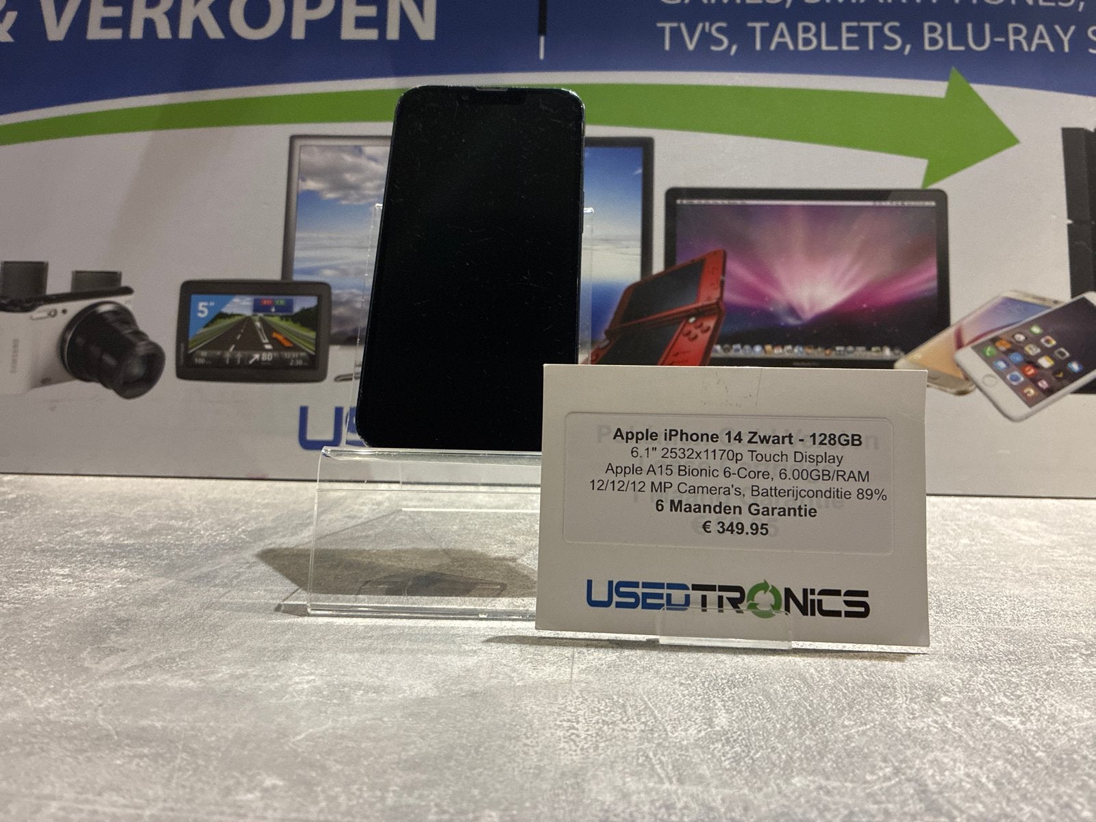 Apple iPhone 14 Zwart 128GB - Zo goed als nieuw, Telecommunicatie, Mobiele telefoons | Apple iPhone, 128 GB, 89 %, Zwart, Ophalen of Verzenden