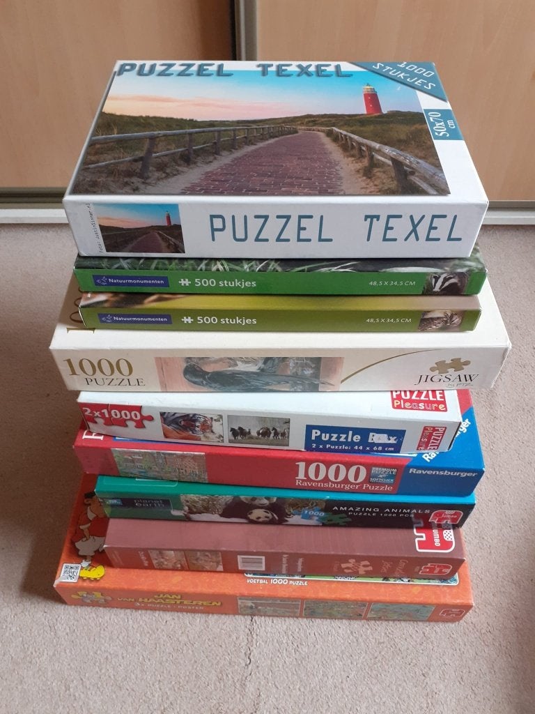Legpuzzels 5 x 1000 3 x 500 1 x 750 stukjes, Ophalen, 500 t/m 1500 stukjes, Gebruikt, Legpuzzel