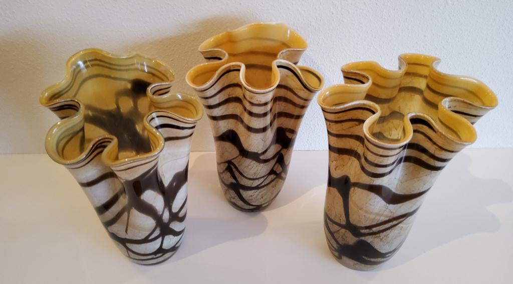 3 x vazen Jozefina Art Glass in Krosno, Poland, Ophalen of Verzenden
