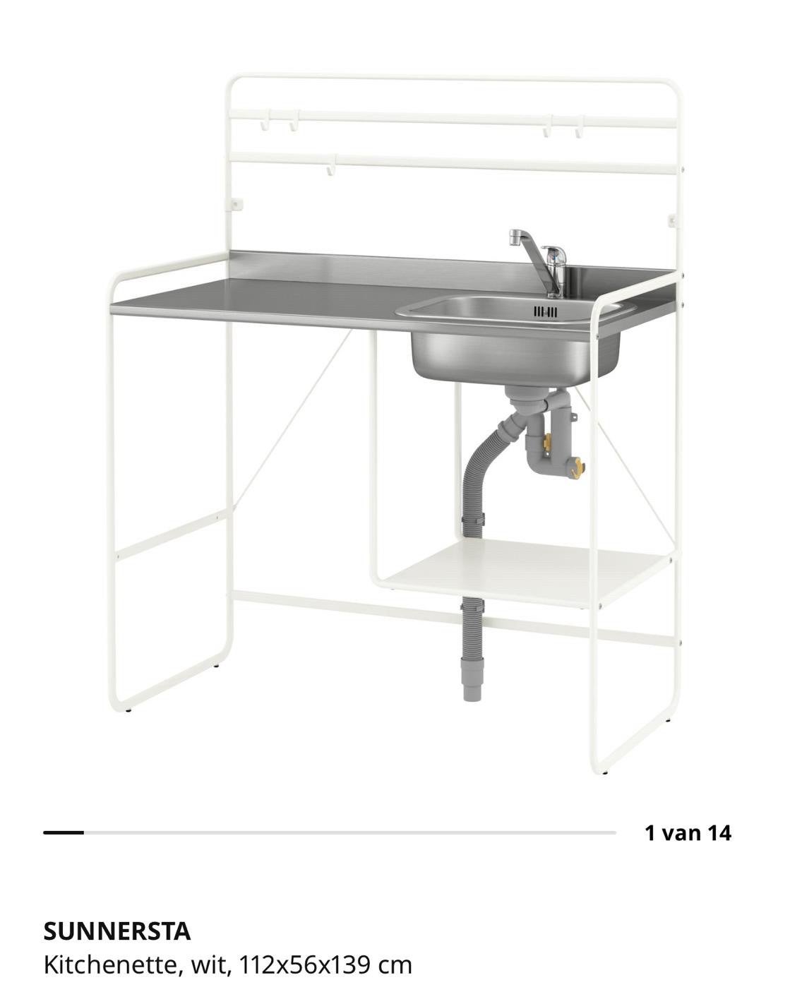 IKEA SUNNERSTA Kitchenette - Compacte Keukenoplossing, Ophalen, IKEA, Metaal, Wit