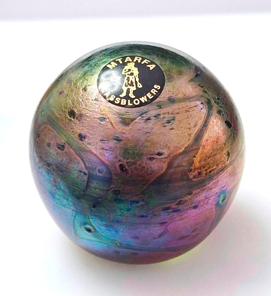 Prachtige Mtarfa Iriserende Olievlek Glas Paperweight, Antiek en Kunst, Ophalen of Verzenden