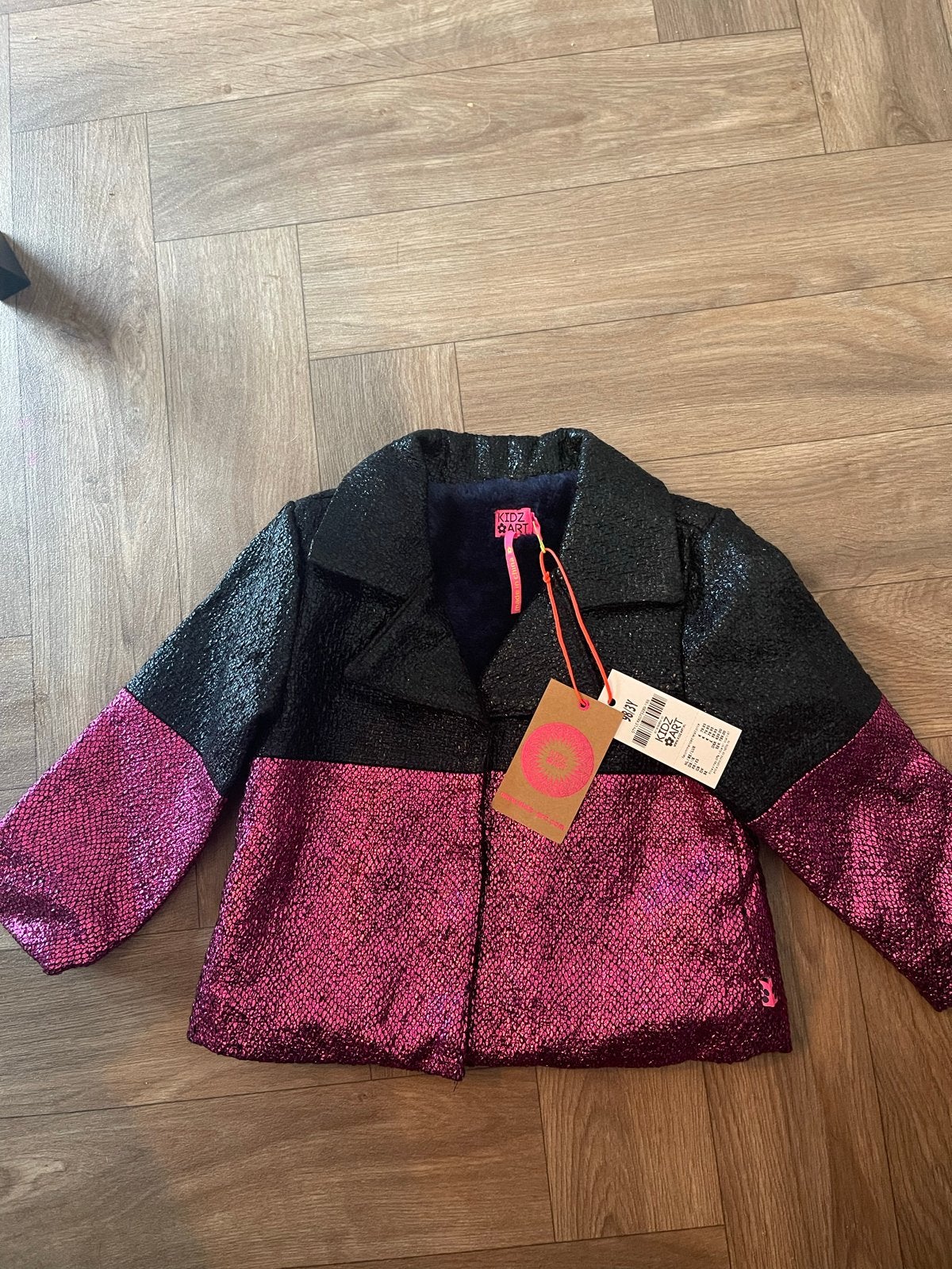 Nieuwe Kidz-Art Jasje Zwart/Roze Glitter Maat 98/3Y, Verzenden, Nieuw, Meisje, Jas