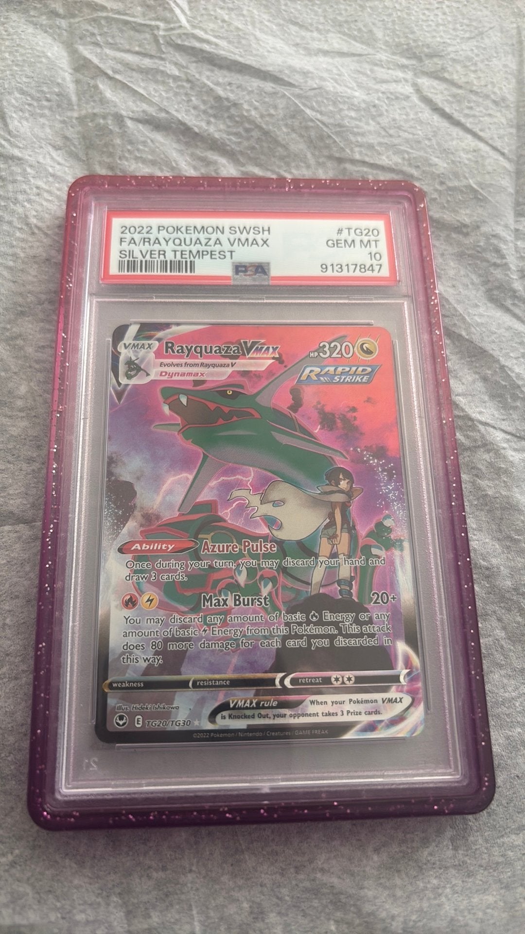 Rayquaza vmax silver tempest psa10! Engels, Ophalen of Verzenden, Zo goed als nieuw