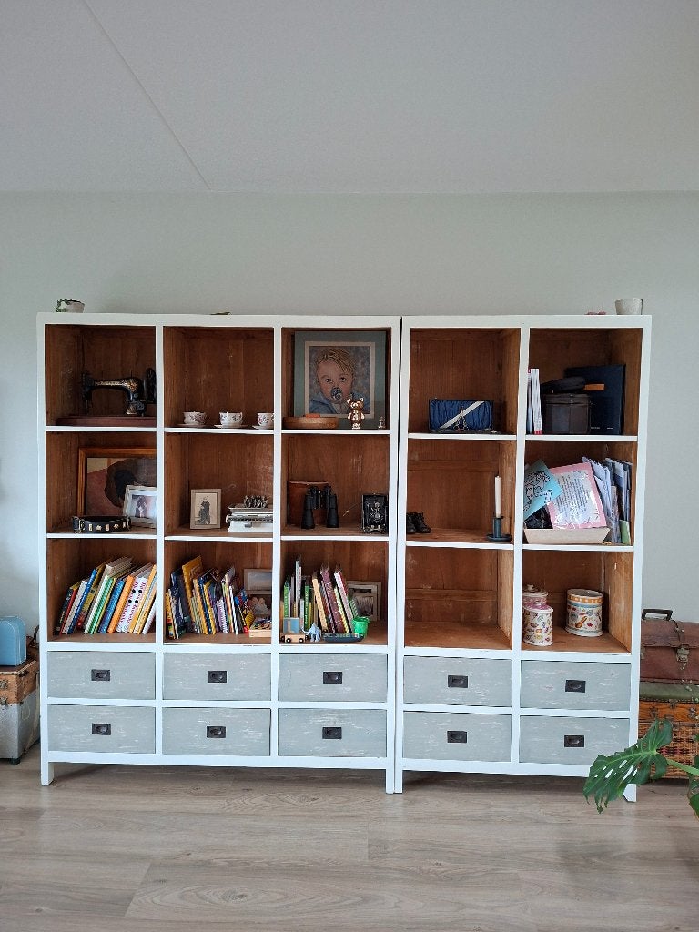 Boekenkast teakhout, Ophalen, Gebruikt, 100 tot 150 cm, 200 cm of meer