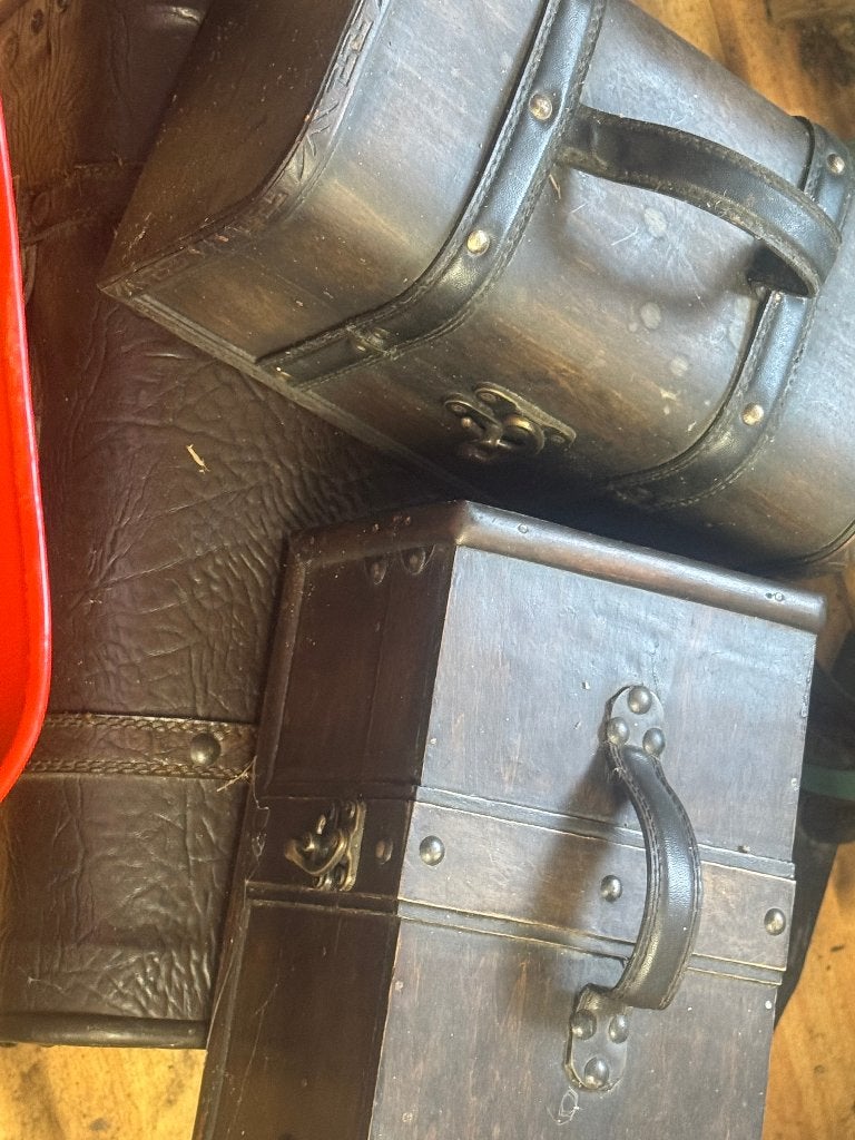 leren antieke kistjes 2st, Antiek en Kunst, Ophalen of Verzenden