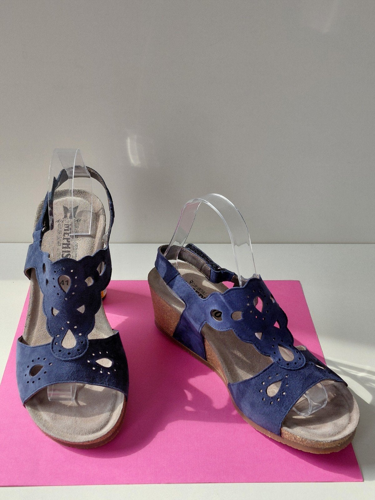 Prachtige suède Mephisto sandalen 41, Mephisto, Blauw, Zo goed als nieuw, Sandalen of Muiltjes