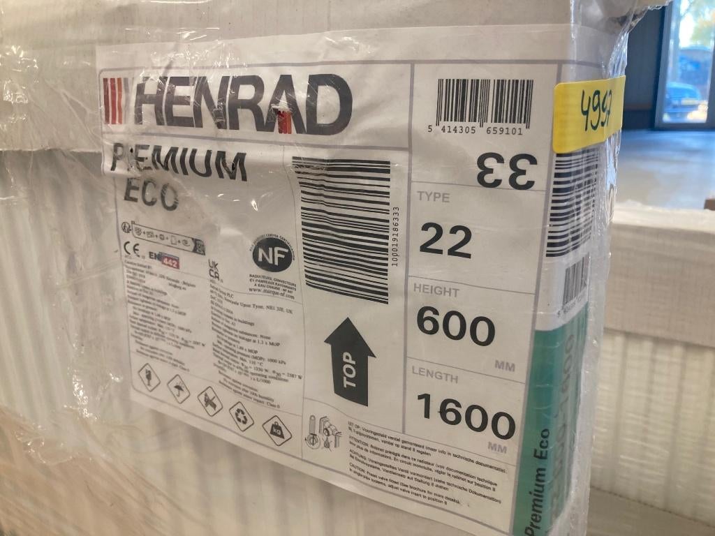Henrad Premium Eco radiator 600 x 1600 type 22, 30 tot 80 cm, Hoog rendement (Hr), Radiator, Nieuw