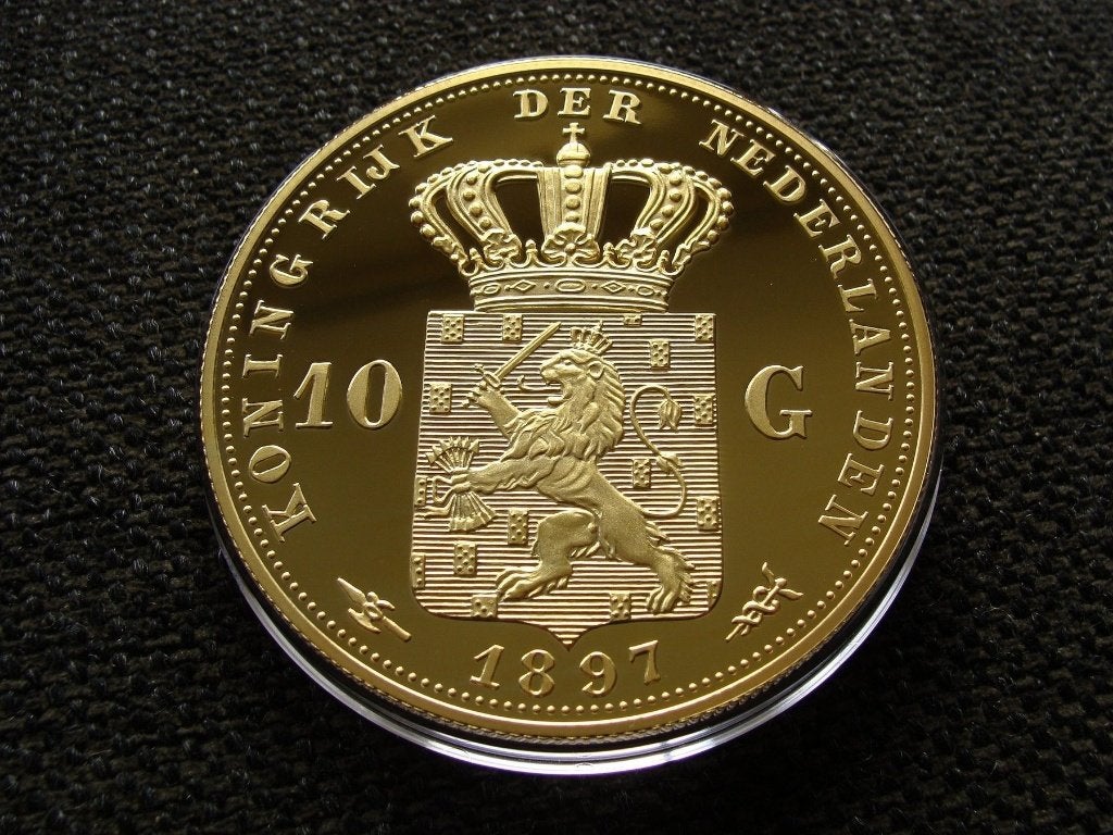 Nederland Set  6x vergulde tientjes Koningin Wilhelmina  div, Postzegels en Munten, Koningin Wilhelmina, Verzenden, Setje, Goud