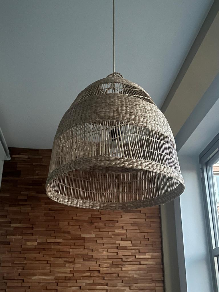 2 x Rattan pending lamps, Ophalen of Verzenden, Gebruikt, Overige materialen, 50 tot 75 cm