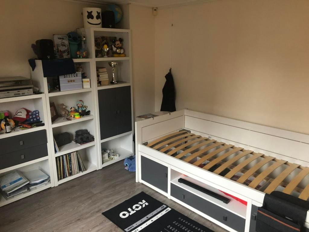 Lifetime kajuitbed met onderkast en kastenwand, 85 tot 100 cm, Zo goed als nieuw, 180 cm of meer, Ophalen