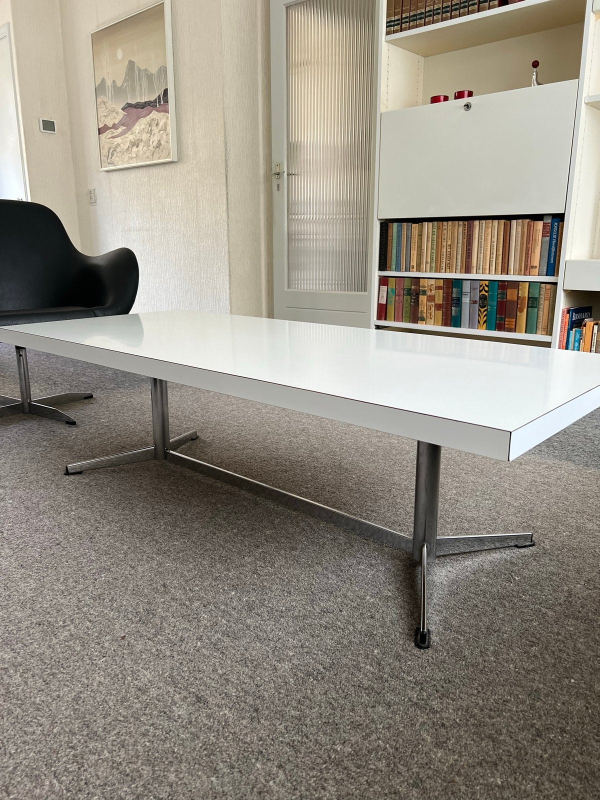 Witte mid-century salontafel, jaren 60/70, Ophalen, Gebruikt, 50 tot 75 cm, 50 tot 100 cm