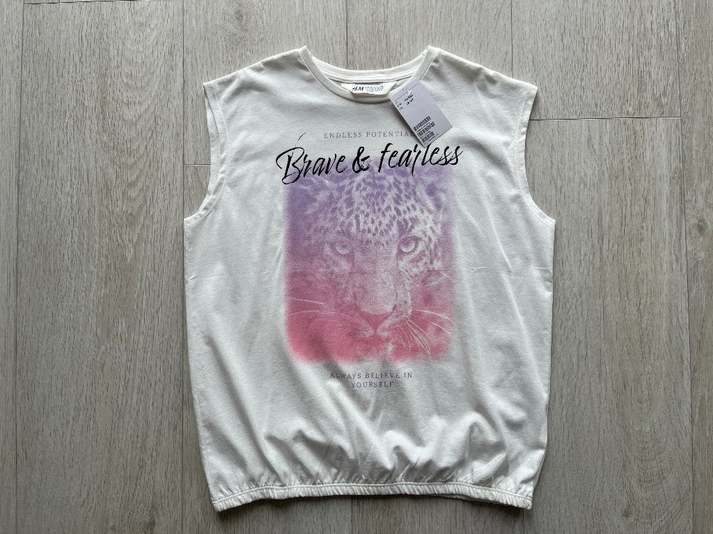 H&M Mouwloos T-Shirt Shirtje Topje Rock Look 158 / 164, Kinderen en Baby's, Kinderkleding | Maat 158, Meisje, H&M, Nieuw, Ophalen of Verzenden