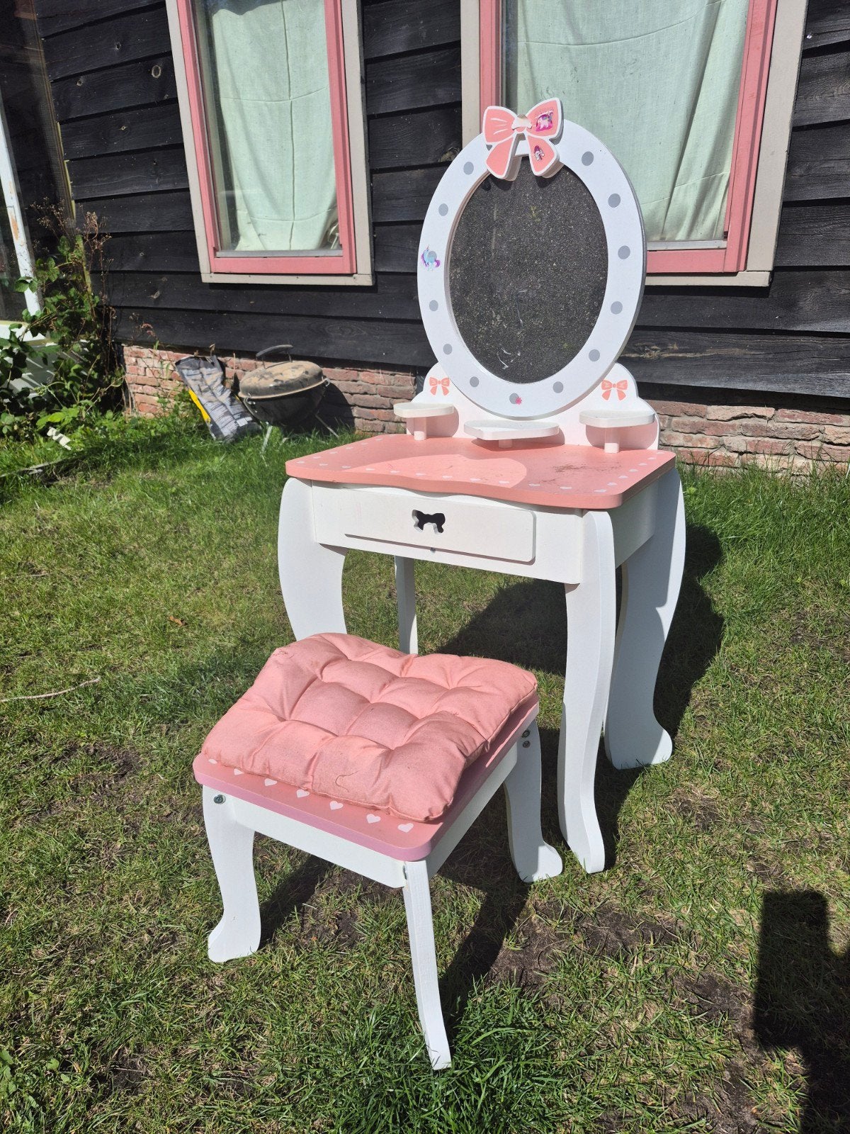 Make Up tafel met krukje voor kinderen - Roze/Wit, Ophalen, Gebruikt, Tafel(s) en Stoel(en)