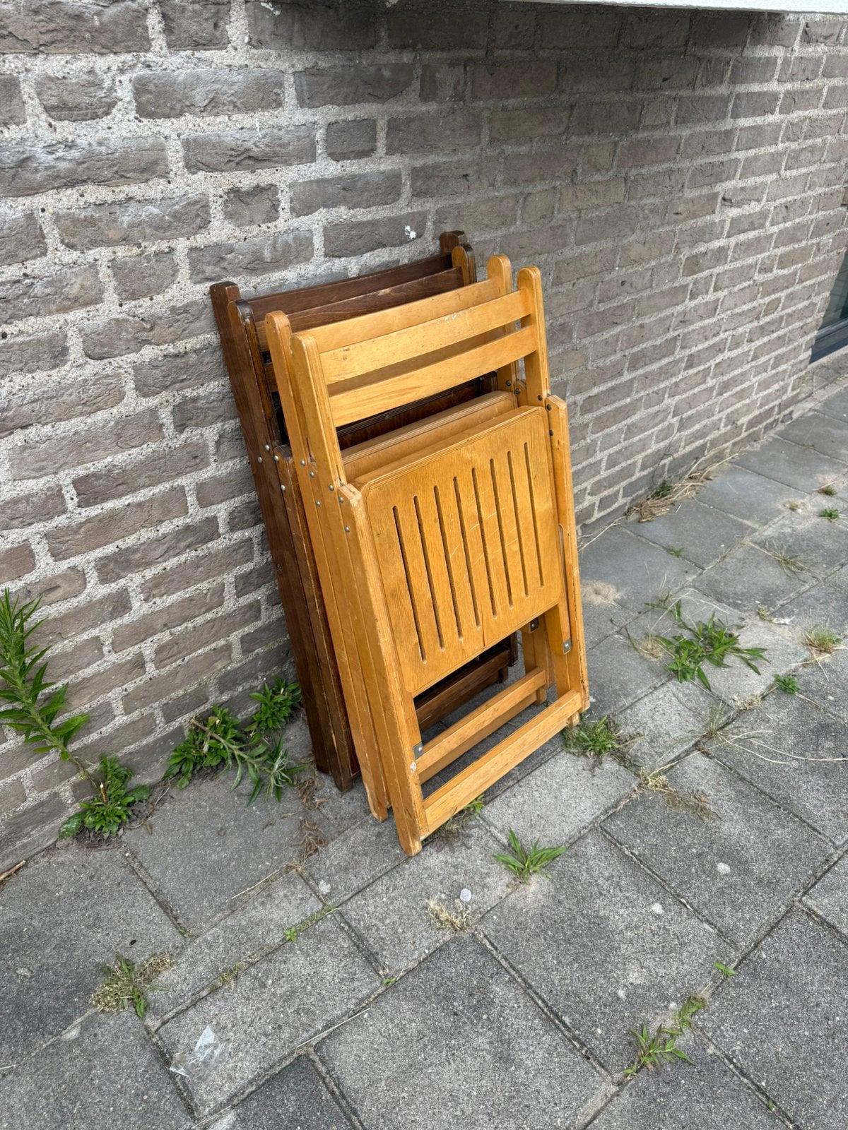 4x vintage hardhouten klapstoel ‘70, Ophalen of Verzenden, Zo goed als nieuw, Vier, Nvt