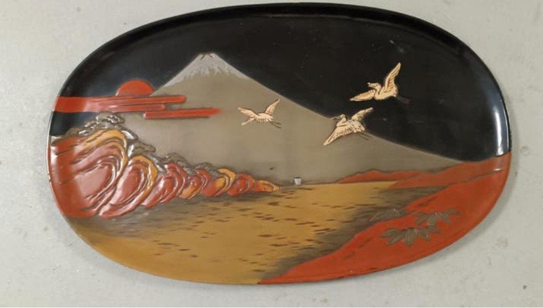 Antieke vintage japans lakwerk dienblad, Ophalen, Tweedehands, Tweedehands, Tweedehands