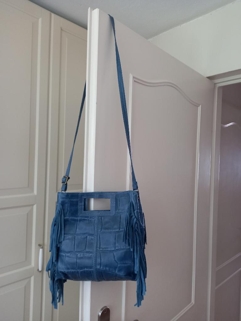 Leren blauwe schoudertas, Ophalen of Verzenden, Nieuw, Blauw, Schoudertasje