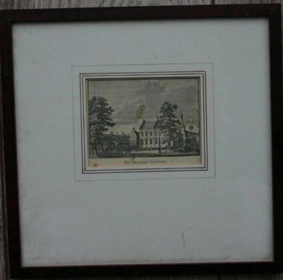 Provinciaal gerechtshof Utrecht - - - M O O I! gravure P0111, Ophalen of Verzenden, Ets, 1800 - 1899