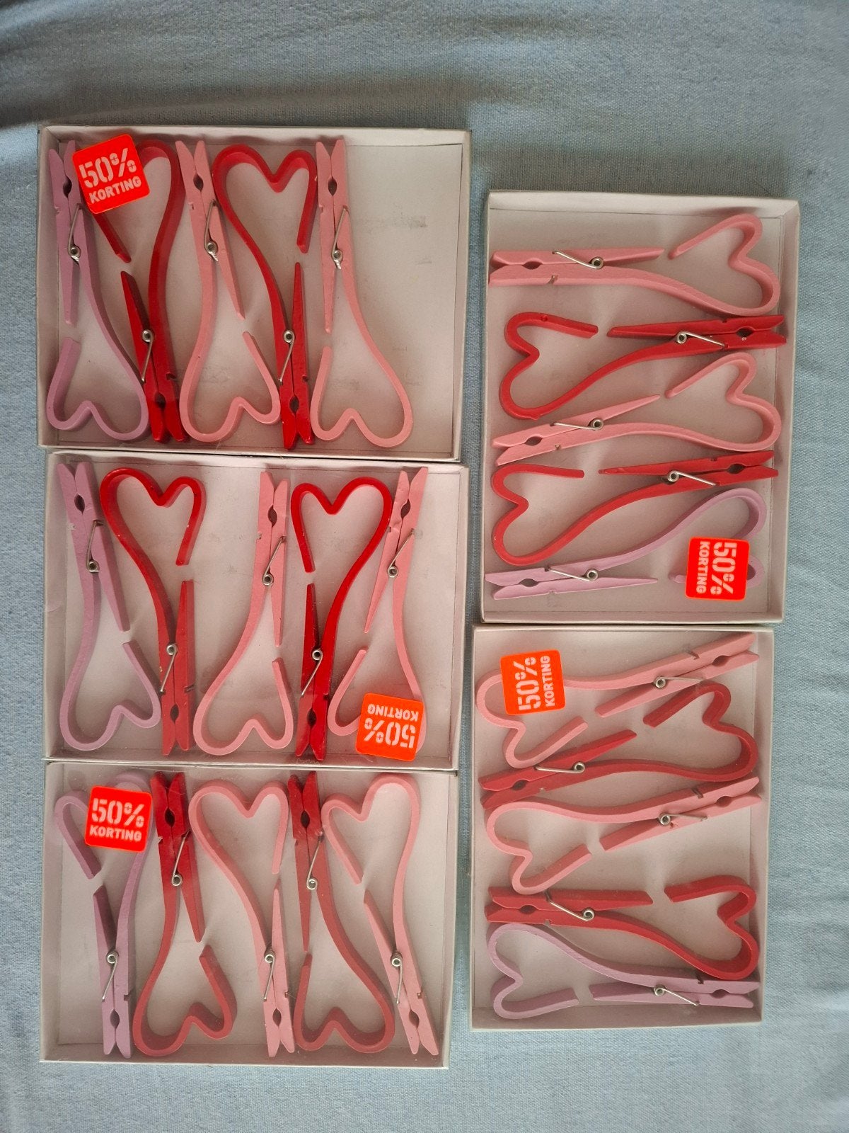 Nieuwe decoratie hartjes knijpers - set van 6, Huis en Inrichting, Ophalen of Verzenden, Nieuw, Rood