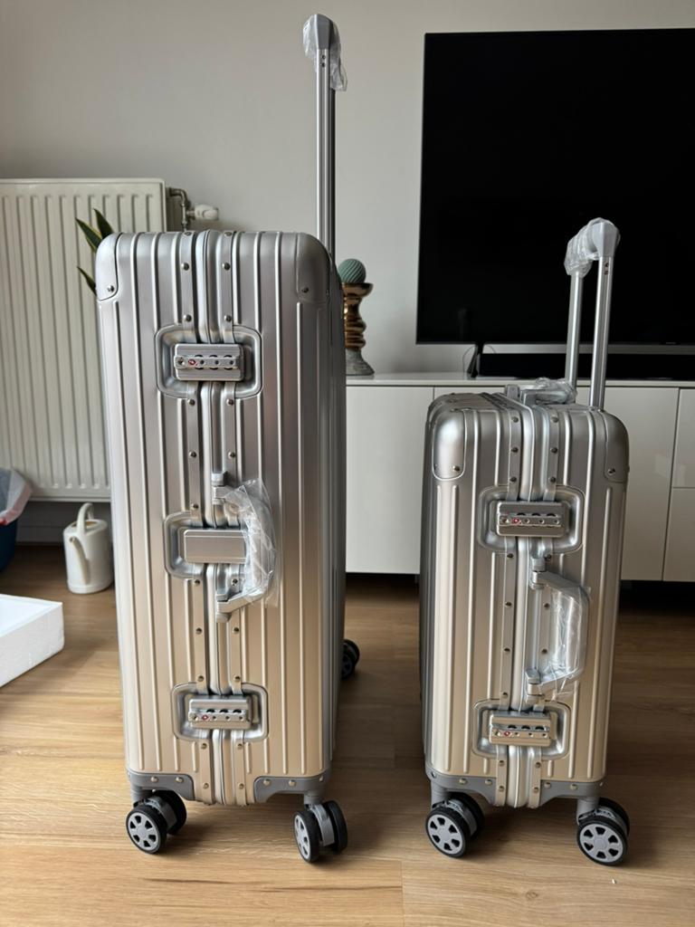 Rimowa stijl aluminium kofferset - handbagage & ruimbagage, Ophalen of Verzenden, Zo goed als nieuw