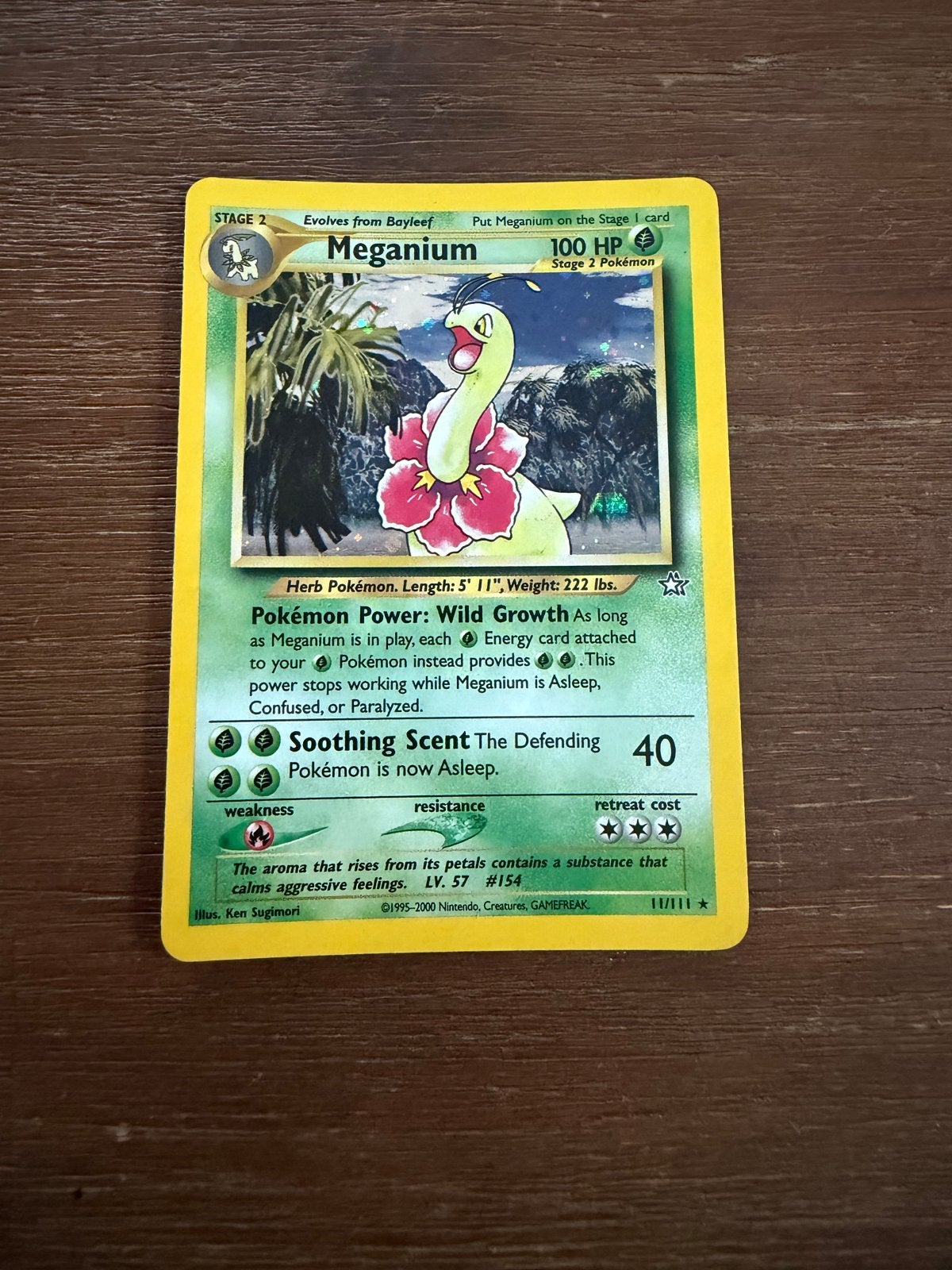 Meganium Neo Genesis Pokémon Kaart - Zeldzaam!, Hobby en Vrije tijd, Verzamelkaartspellen | Pokémon, Ophalen, Gebruikt, Losse kaart