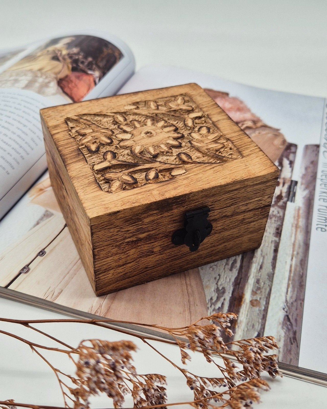Houten sieradendoos - Handwerk, Antiek en Kunst, Curiosa en Brocante, Ophalen of Verzenden